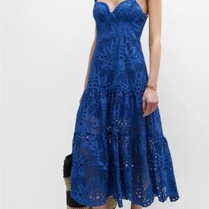 FARM Rio Blue Palm Tree Richelieu Midi Dress